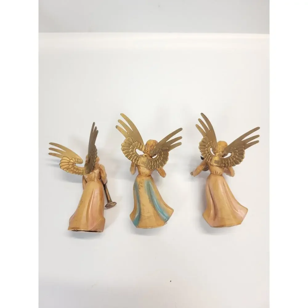 3 Vintage Christmas Angel Musicians ARA Plastic  Holiday Decor British Hong Kong